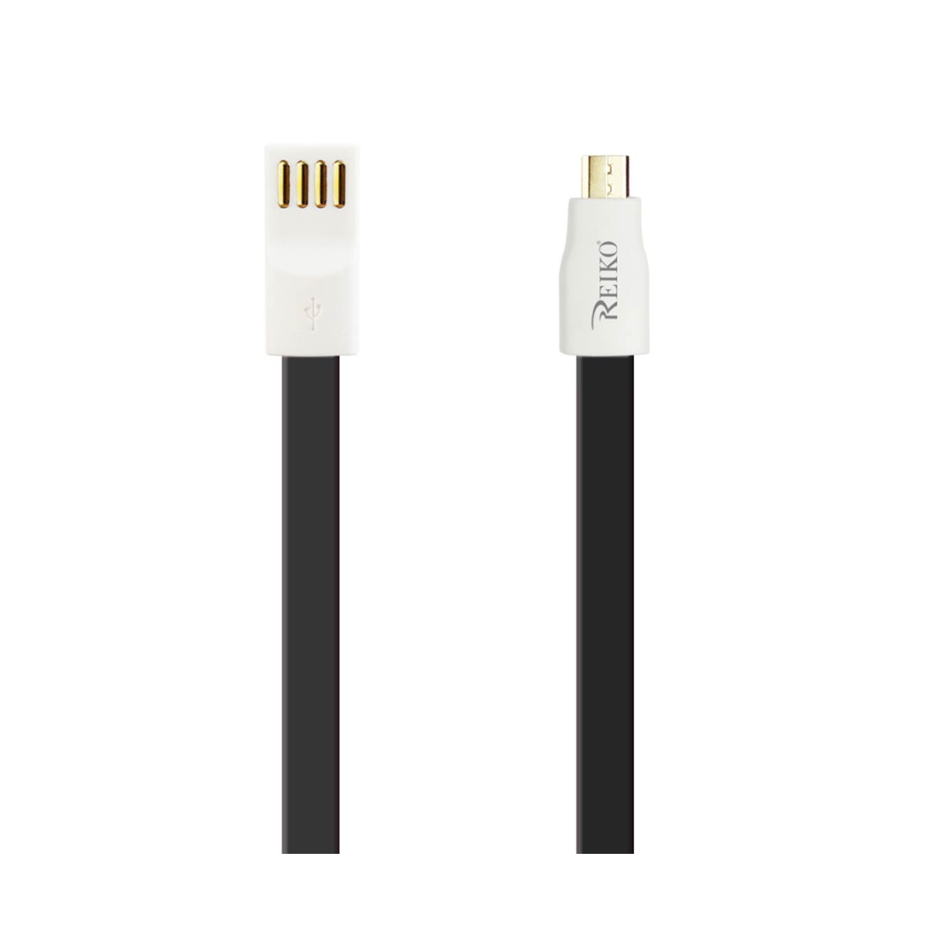 FLAT MICRO USB GOLD PLATED DATA CABLE 3.9FT WITH CABLE TIE IN BLACK - Durable & Reliable
