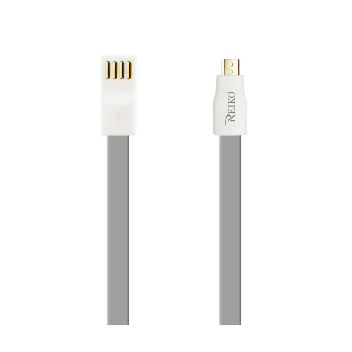 FLAT MICRO USB GOLD PLATED DATA CABLE 3.9FT WITH CABLE TIE IN GRAY - Premium & Reliable