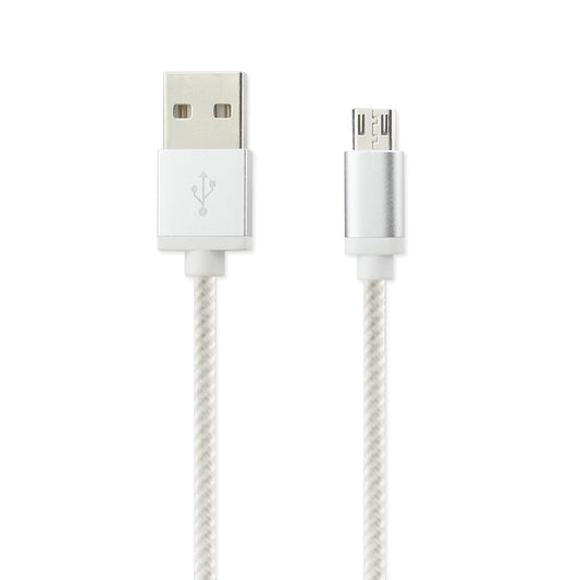3.3FT NYLON BRAIDED MICRO USB CHARGING & SYNC DATA CABLE FOR ANDROID PHONES IN SILVER - Crystal Clear & Reliable
