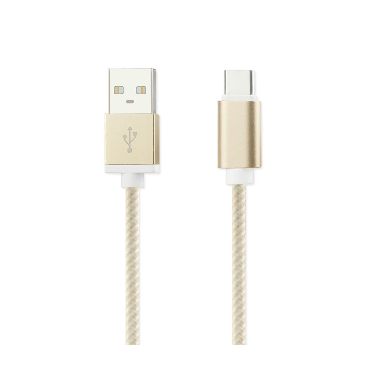 3.3FT NYLON BRAIDED MICRO USB 2.0 CHARGING & SYNC DATA CABLE FOR TYPE C DEVICE IN GOLD - Shockproof & Reliable
