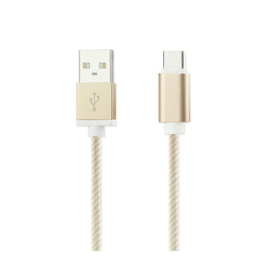 3.3FT NYLON BRAIDED MICRO USB 2.0 CHARGING & SYNC DATA CABLE FOR TYPE C DEVICE IN GOLD - Shockproof & Reliable
