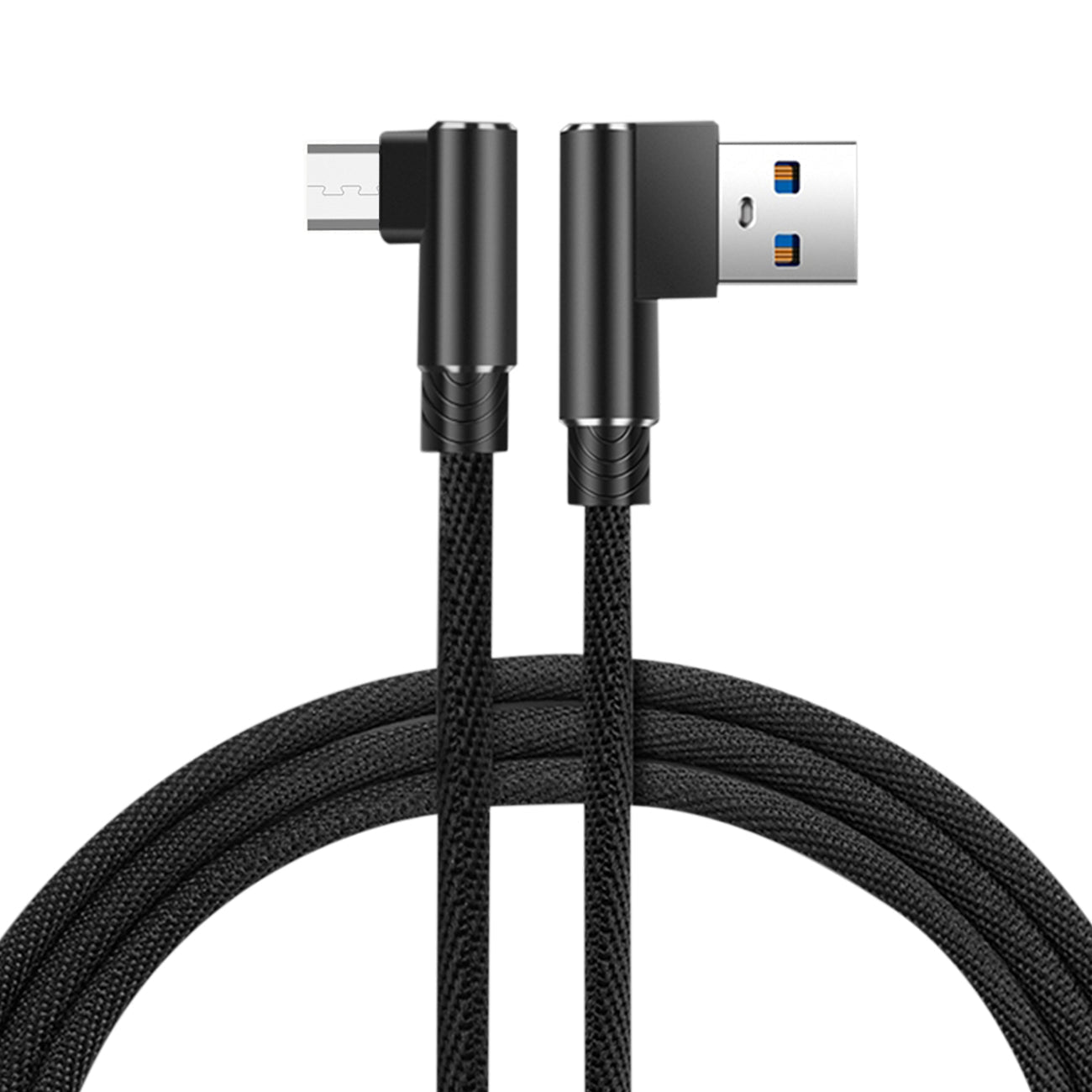 3.3FT Nylon Braided Material Micro USB 2.0 Data Cable In Black - Heavy Duty & Reliable