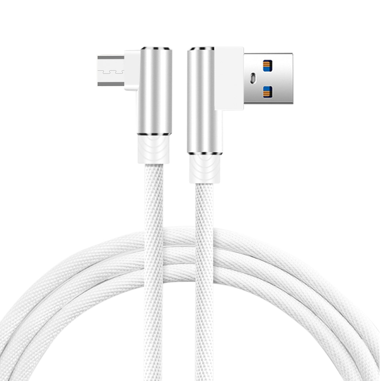 3.3FT Nylon Braided Material Micro USB 2.0 Data Cable In White - Shockproof & Reliable