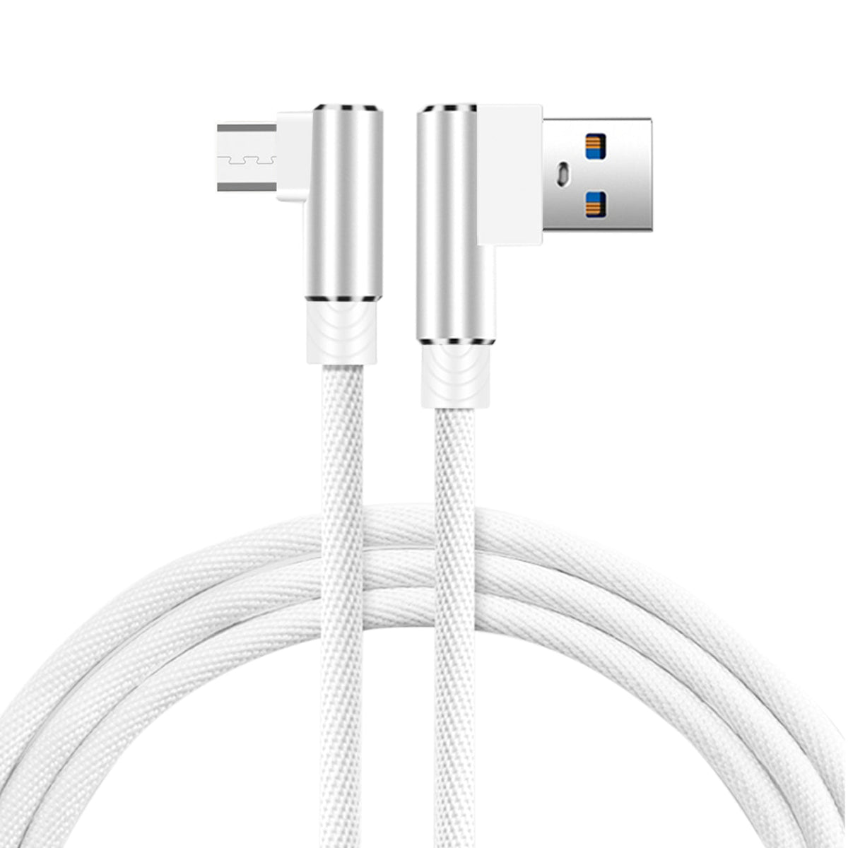 3.3FT Nylon Braided Material Micro USB 2.0 Data Cable In White - Shockproof & Reliable