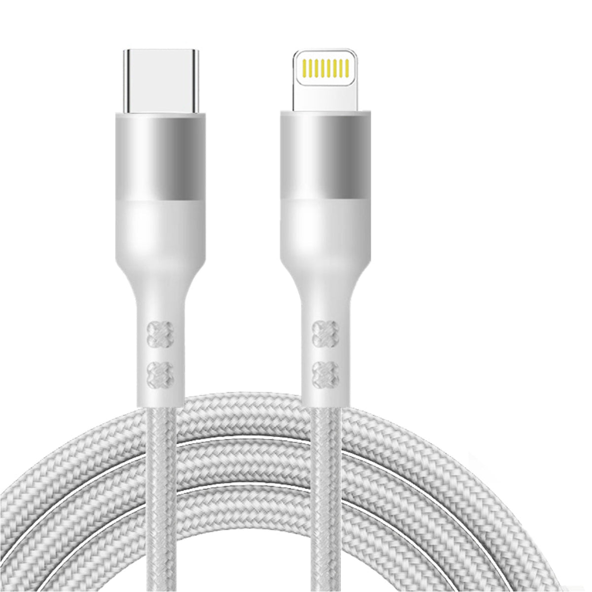 Power Delivery USB-C to 8-PIN Fast Charging & Sync Nylon-Braided 10FT Cable In Silver - DC35-PD8PTYPEC10FTSL - Ultra-Slim & Reliable