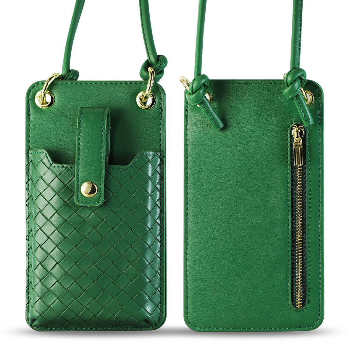 Leather Crossbody Phone Wallet Large Purse In Green (6.7 INCH) - Crystal Clear & Reliable