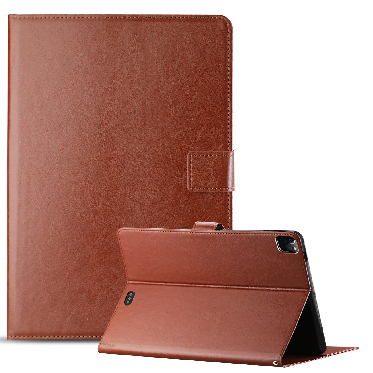 Leather Folio Cover Protective Case for 12.9" iPad Pro In Brown - Crystal Clear & Reliable
