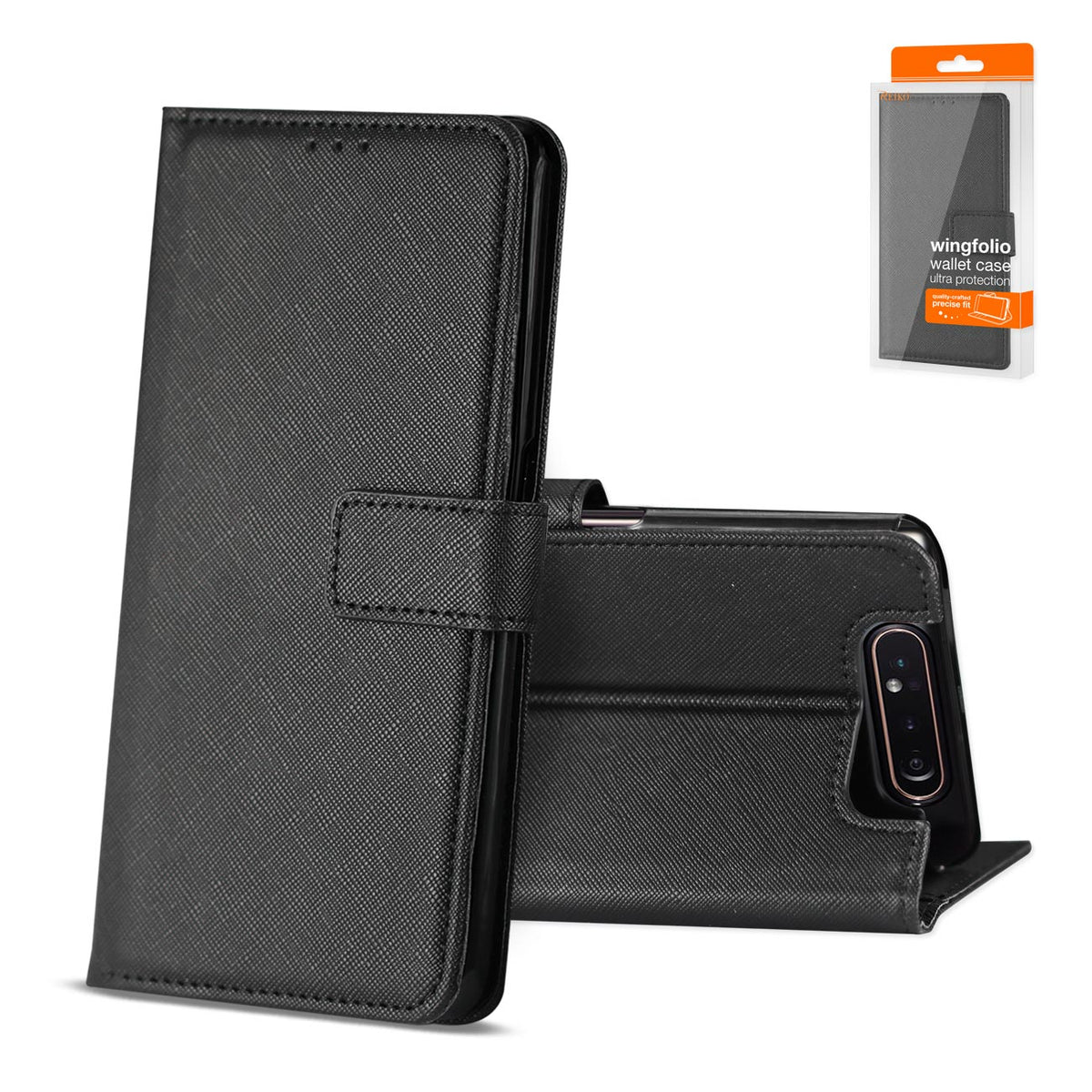 SAMSUNG GALAXY A80 3-In-1 Wallet Case In BLACK - Ultra-Slim & Reliable