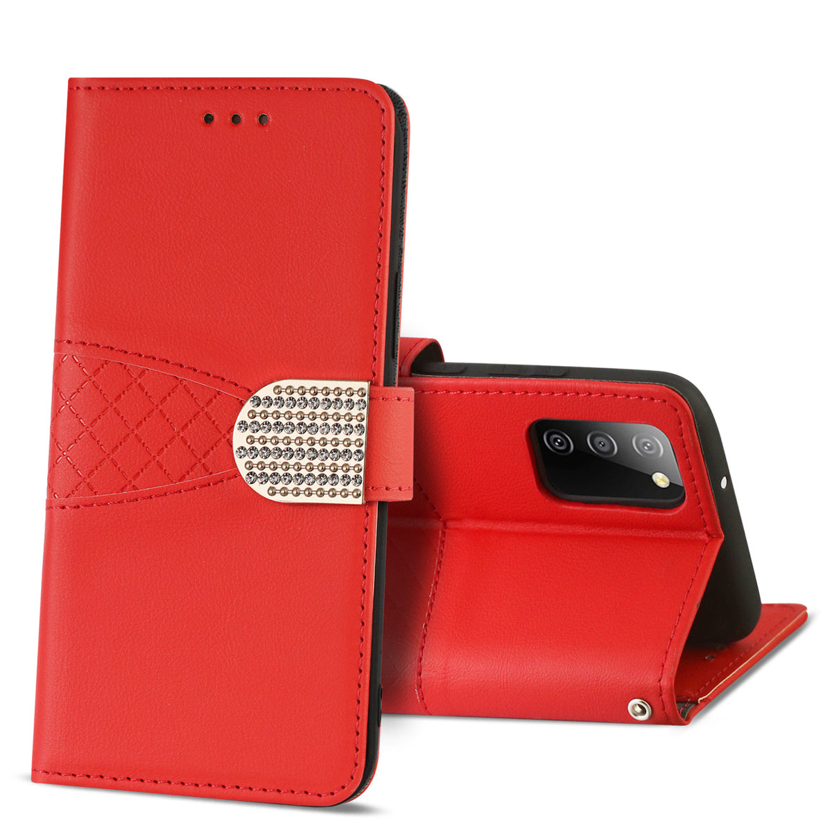 Samsung Galaxy A02S 3-In-1 Wallet Case In Red - Heavy Duty & Reliable