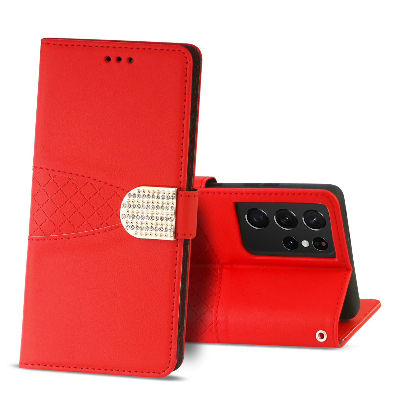Samsung Galaxy S21 Ultra 3-In-1 Wallet Case In Red - Crystal Clear & Reliable