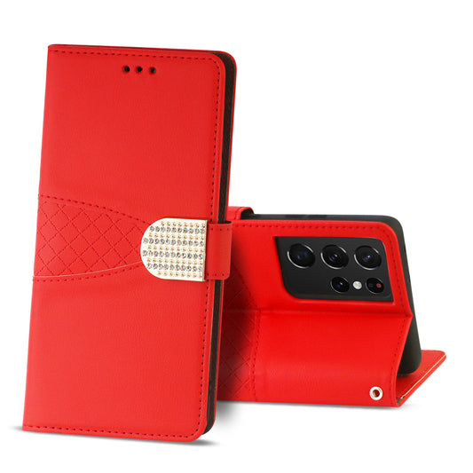 Samsung Galaxy S21 Ultra 3-In-1 Wallet Case In Red - Crystal Clear & Reliable