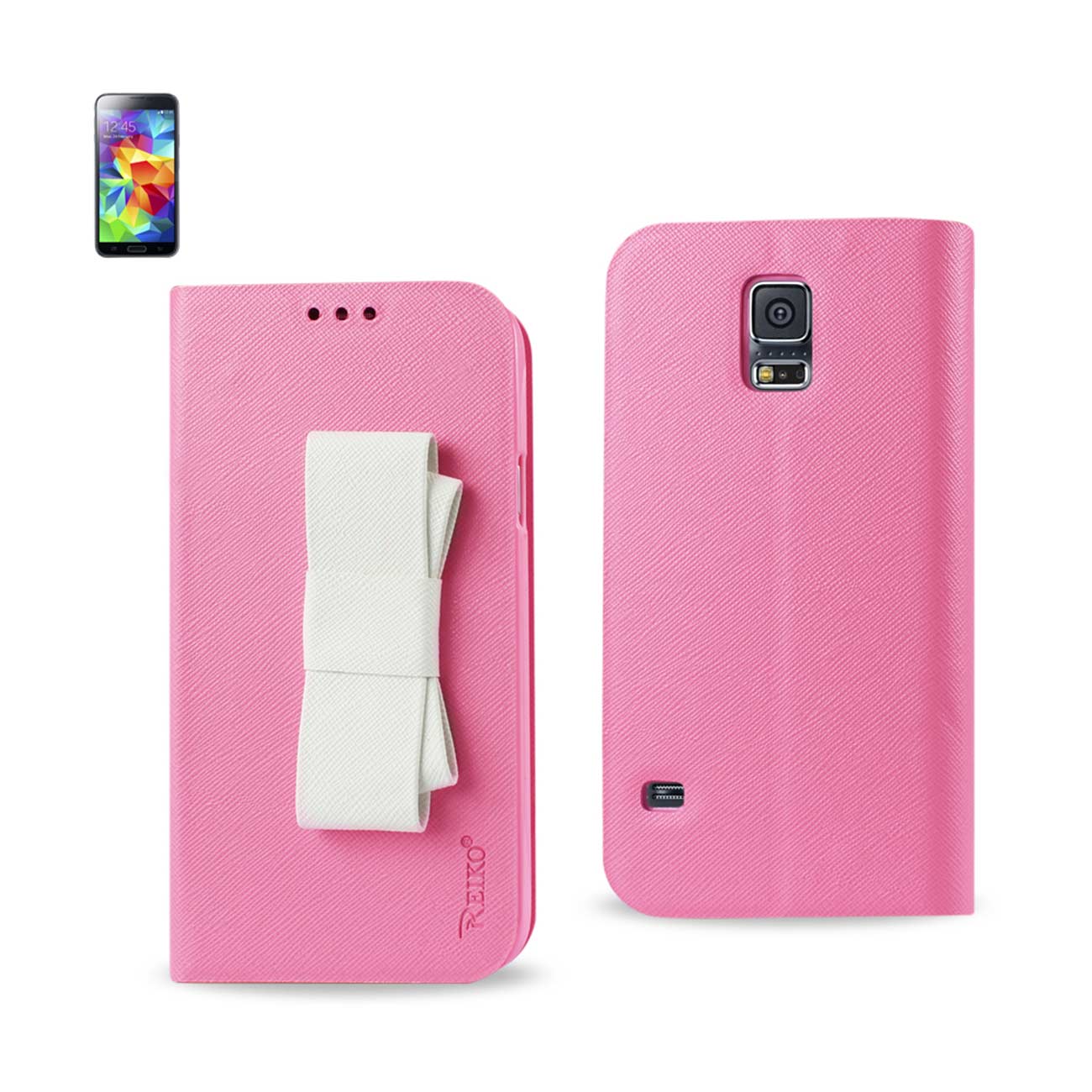 SAMSUNG GALAXY S5 FOLIO WALLET CASES-PINK WHITE (FC30-SAMS5PKWH) - Crystal Clear & Reliable