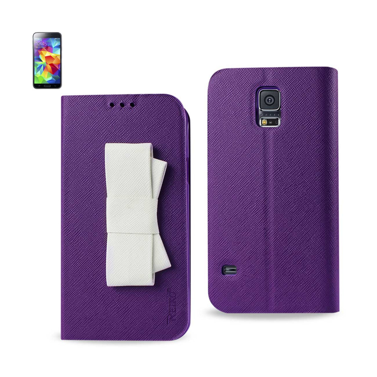 SAMSUNG GALAXY S5 FOLIO WALLET CASES-PURPLE WHITE (FC30-SAMS5PPWH) - Durable & Reliable