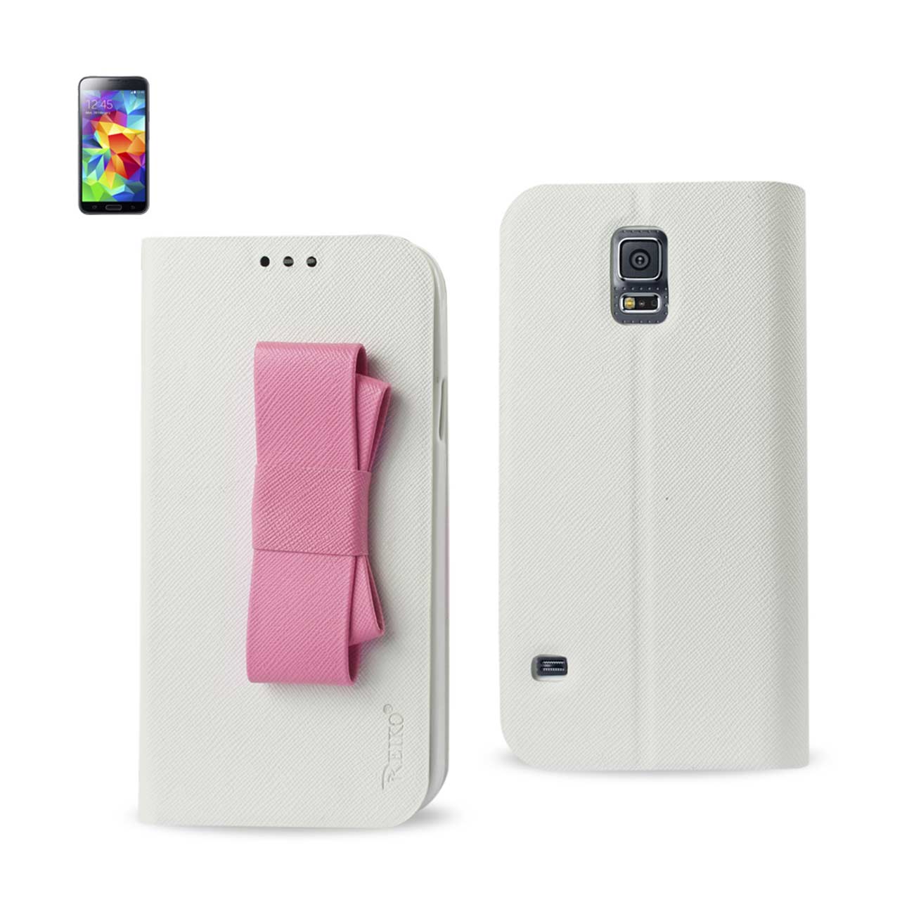 SAMSUNG GALAXY S5 FOLIO WALLET CASES-WHITE PINK (FC30-SAMS5WHPK) - Heavy Duty & Reliable