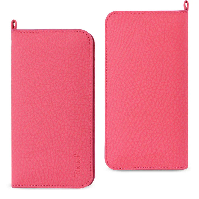 IPHONE 6 PLUS Compatible UNIVERSAL WALLET PHONE CASE IPHONE 6 PLUS/ 6S PLUS/ 7 PLUS/ SAMSUNG GALAXY S8 EDGE WITH SIDE POCKETS AND MAGNETIC FLAP IN HOT PINK (6.37X3.21X0.43 INCHES SLIM) (FC33-643204HK) - Ultra-Slim Protection by