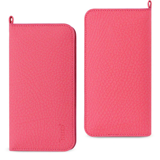 IPHONE 6 PLUS Compatible UNIVERSAL WALLET PHONE CASE IPHONE 6 PLUS/ 6S PLUS/ 7 PLUS/ SAMSUNG GALAXY S8 EDGE WITH SIDE POCKETS AND MAGNETIC FLAP IN HOT PINK (6.37X3.21X0.43 INCHES SLIM) (FC33-643204HK) - Ultra-Slim Protection by