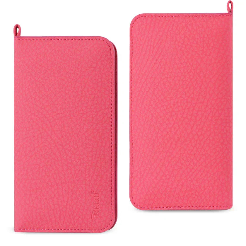 IPHONE 6 PLUS Compatible UNIVERSAL WALLET PHONE CASE IPHONE 6 PLUS/ 6S PLUS/ 7 PLUS/ SAMSUNG GALAXY S8 EDGE WITH SIDE POCKETS AND MAGNETIC FLAP IN HOT PINK (6.37X3.21X0.43 INCHES SLIM) (FC33-643204HK) - Ultra-Slim Protection by
