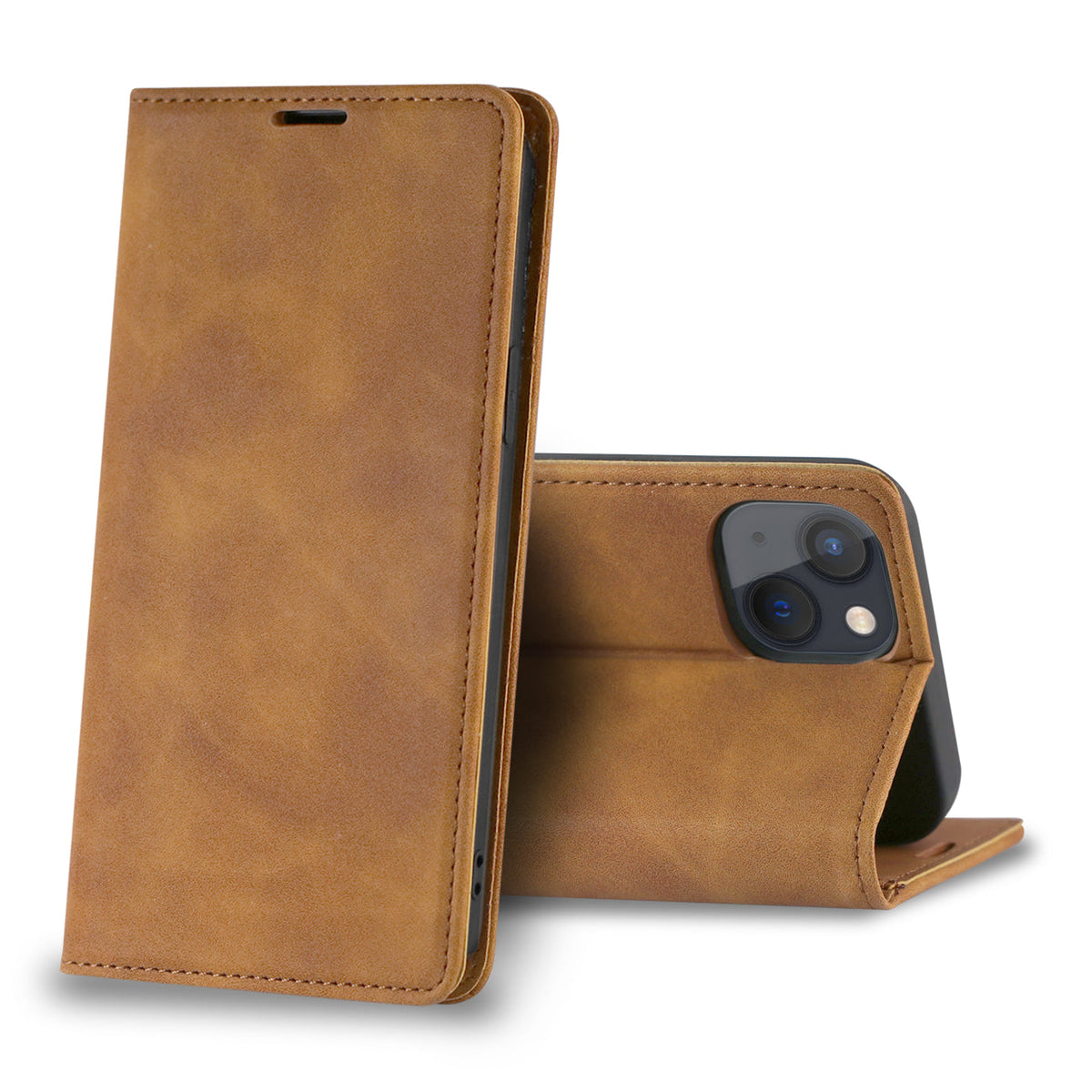 iPhone 13 Mini Compatible Magnetic wallet Leather phone case For Apple iPhone 13 Mini (Brown) (FC34-IPH13MINIBR) - Crystal Clear Protection by
