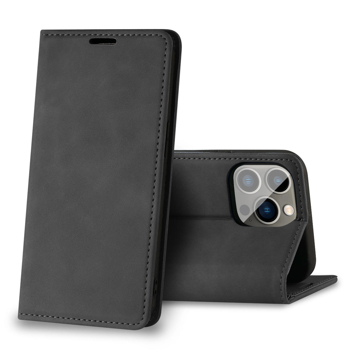 iPhone 13 Pro Compatible Magnetic wallet Leather phone case For Apple iPhone 13 Pro (Black) (FC34-IPH13PROBK) - Heavy Duty Protection by