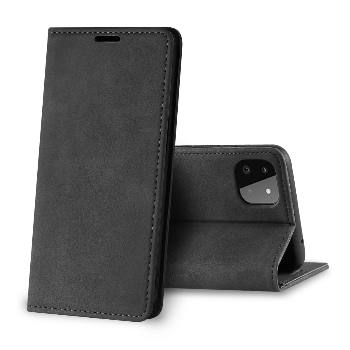 Magnetic wallet Leather phone case For Samsung Galaxy A22 5G (Black) (FC34-SAMA22-5GBK) - Ultra-Slim & Reliable