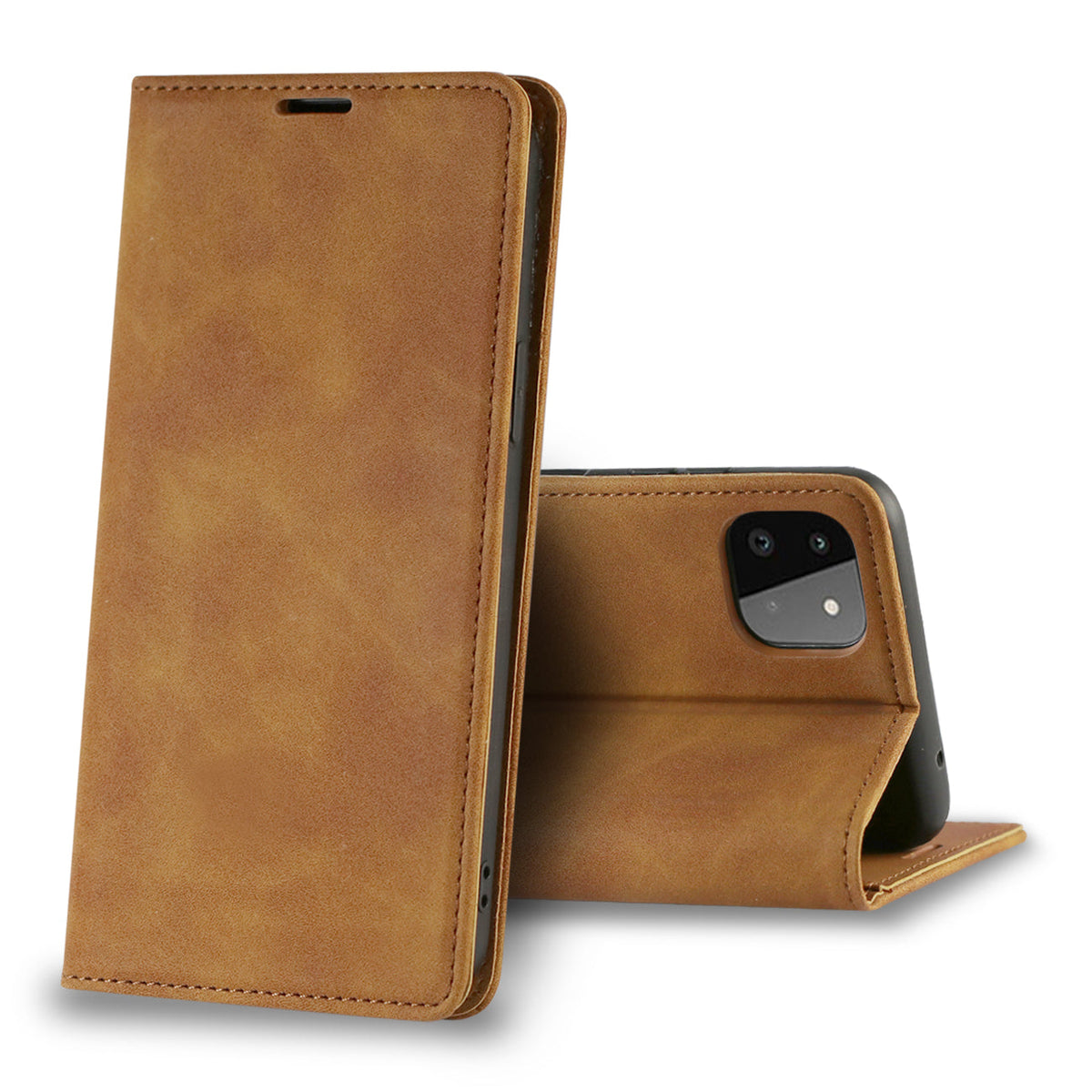 Magnetic wallet Leather phone case For Samsung Galaxy A22 5G (Brown) (FC34-SAMA22-5GBR) - Durable & Reliable