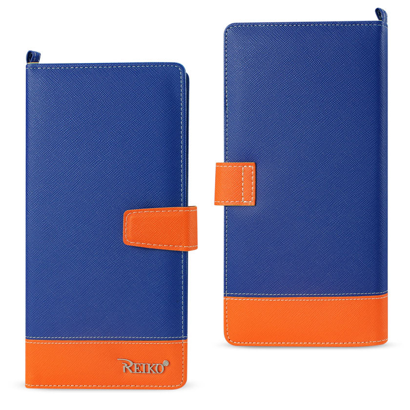 IPHONE 6/ 6S TWO TONE SUPER WALLET CASE WITH MULTIPLE CARD SLOTS IN ORANGE NAVY (FC35-IPHONE6ORGNV) - Heavy Duty & Reliable