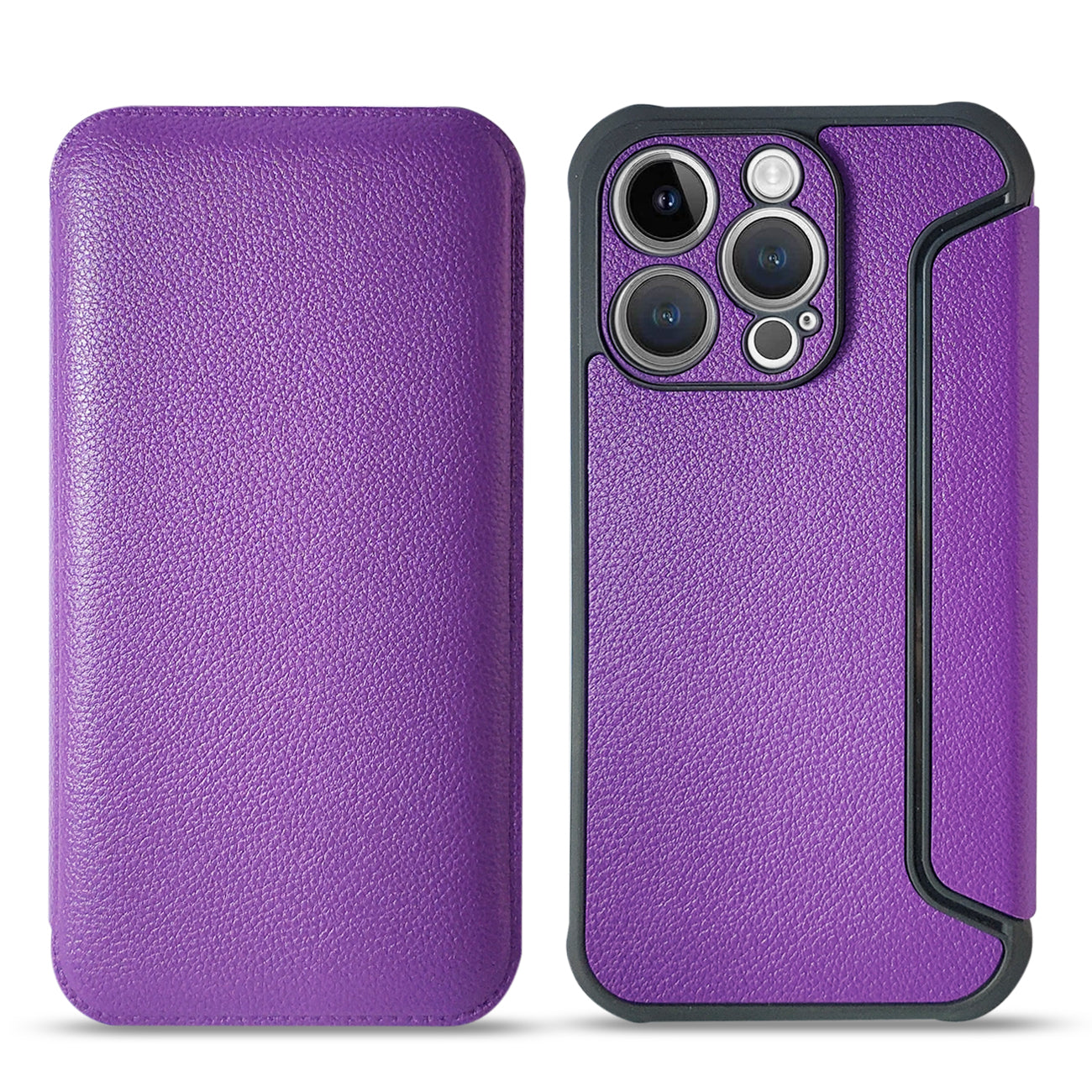 iPhone 14 Pro Compatible Magnetic wallet Leather phone case For Apple iPhone 14 Pro In Purple (FC36-IPH14PROPP) - Heavy Duty Protection by