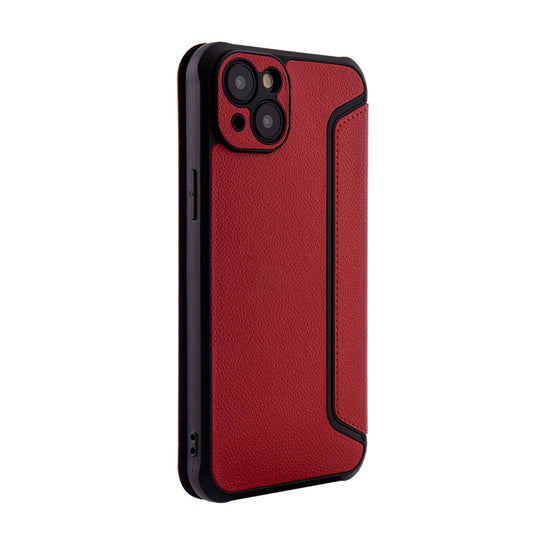 iPhone 15 PLUS Compatible Magnetic wallet Leather phone case For Apple iPhone 15 PLUS In Red (FC36-IPH15PLUSRD) - Durable Protection by