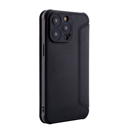 iPhone 15 PRO Compatible Magnetic wallet Leather phone case For Apple iPhone 15 PRO MAX In Black (FC36-IPH15PROMAXBK) - Ultra-Slim Protection by