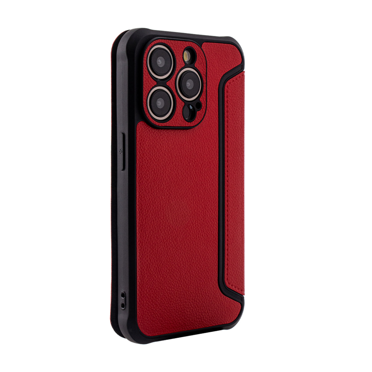 iPhone 15 PRO Compatible Magnetic wallet Leather phone case For Apple iPhone 15 PRO In Red (FC36-IPH15PRORD) - Shockproof Protection by