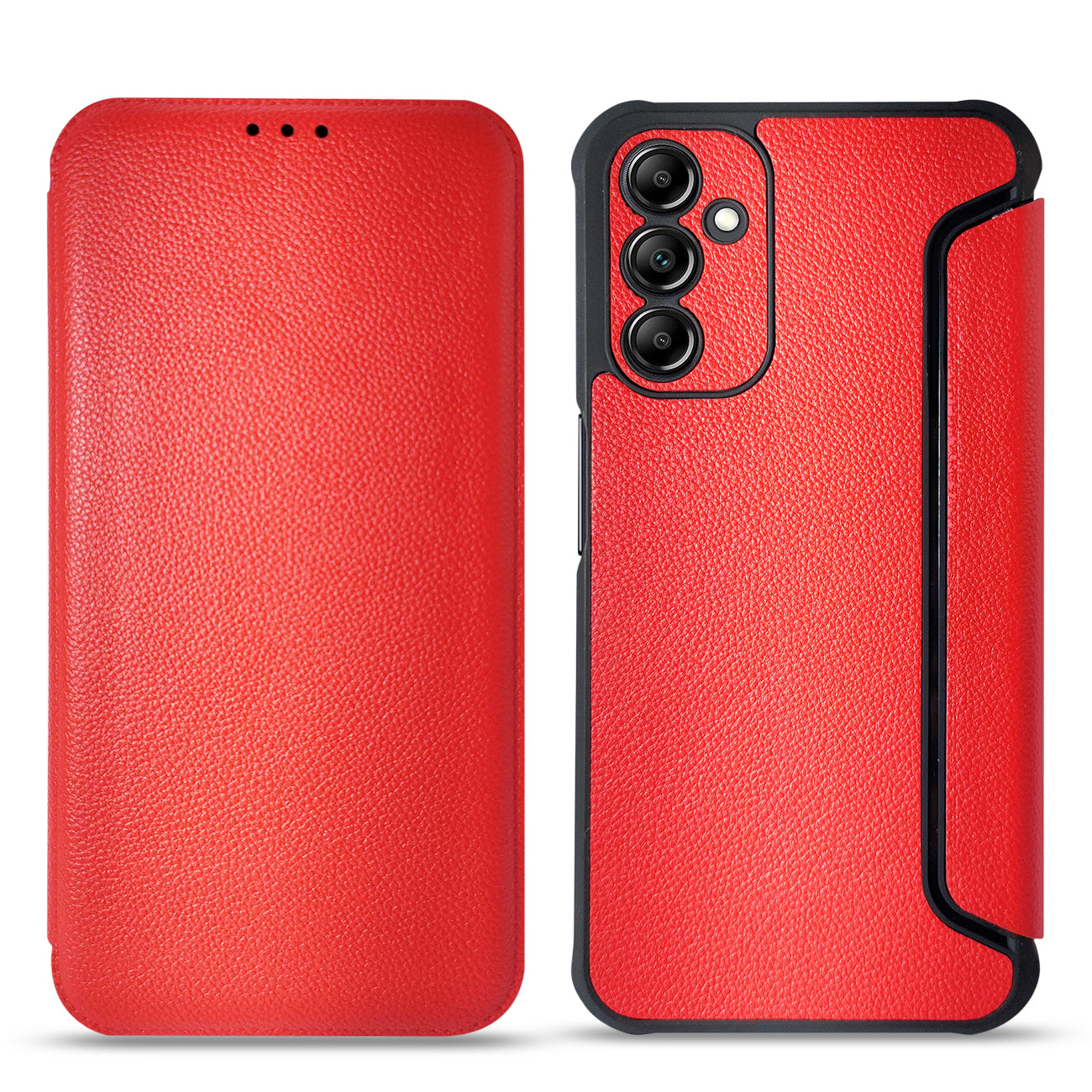 Magnetic wallet Leather phone case For Samsung Galaxy A14 5G In Red (FC36-SAMA14-5GRD) - Crystal Clear & Reliable