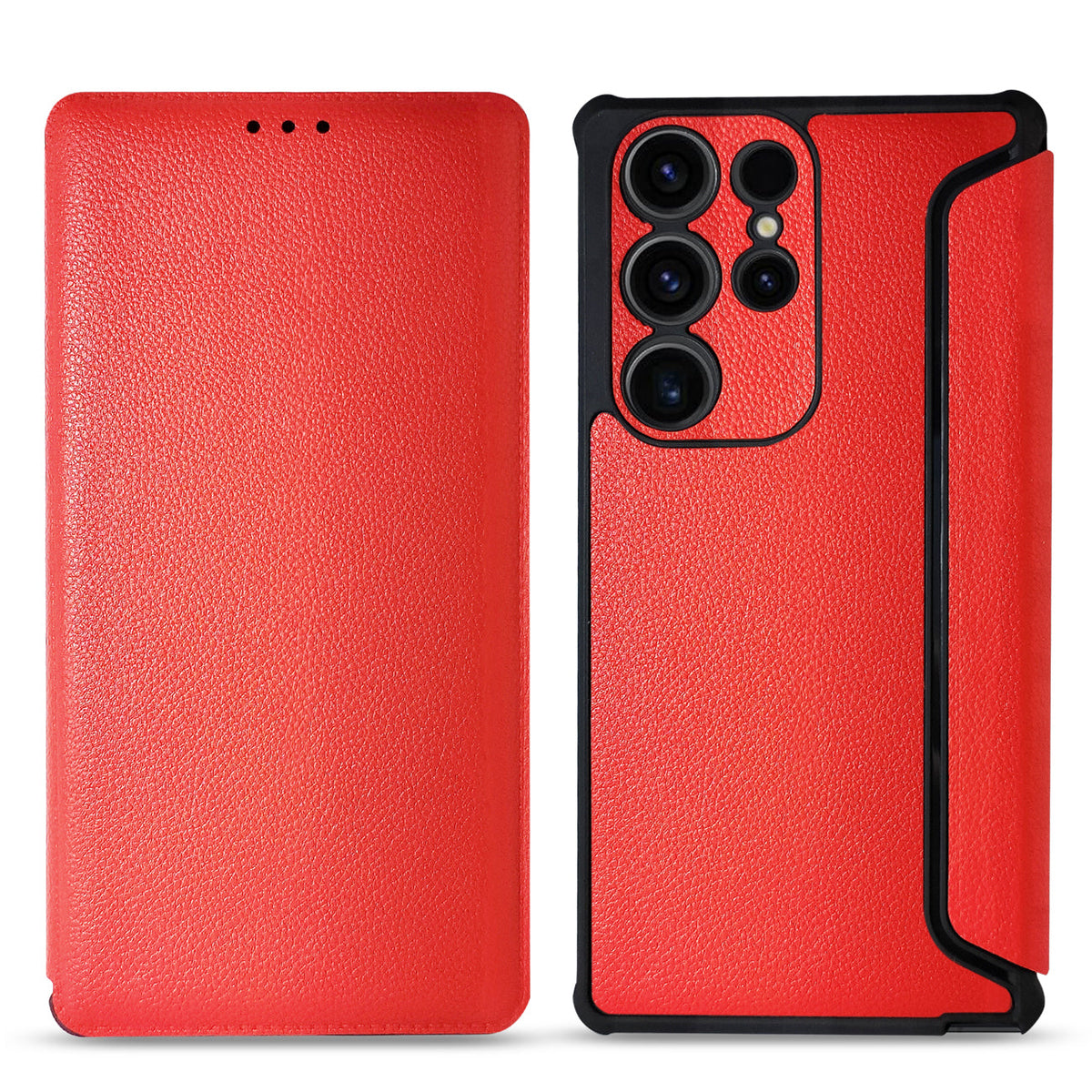 Magnetic wallet Leather phone case For Samsung Galaxy S23 Ultra In Red (FC36-SAMS23URD) - Shockproof & Reliable