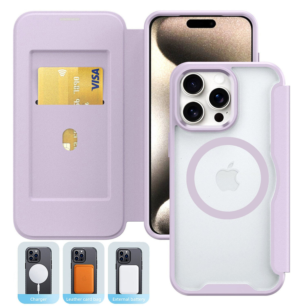 iPhone 16 Plus Compatible PU Leather Magnetic Flap Phone Case with Magsafe In Purple For iPhone 16 Plus (FC37-IPH1PLUS6PP) - Premium Protection by