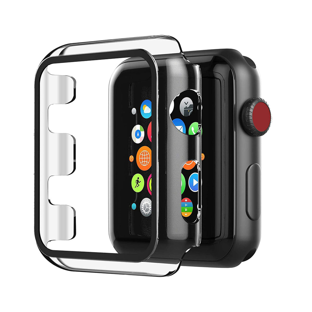 Full Cover tempered glass screen protector with pc case for Apple Watch 38 mm In Clear - Heavy Duty & Reliable