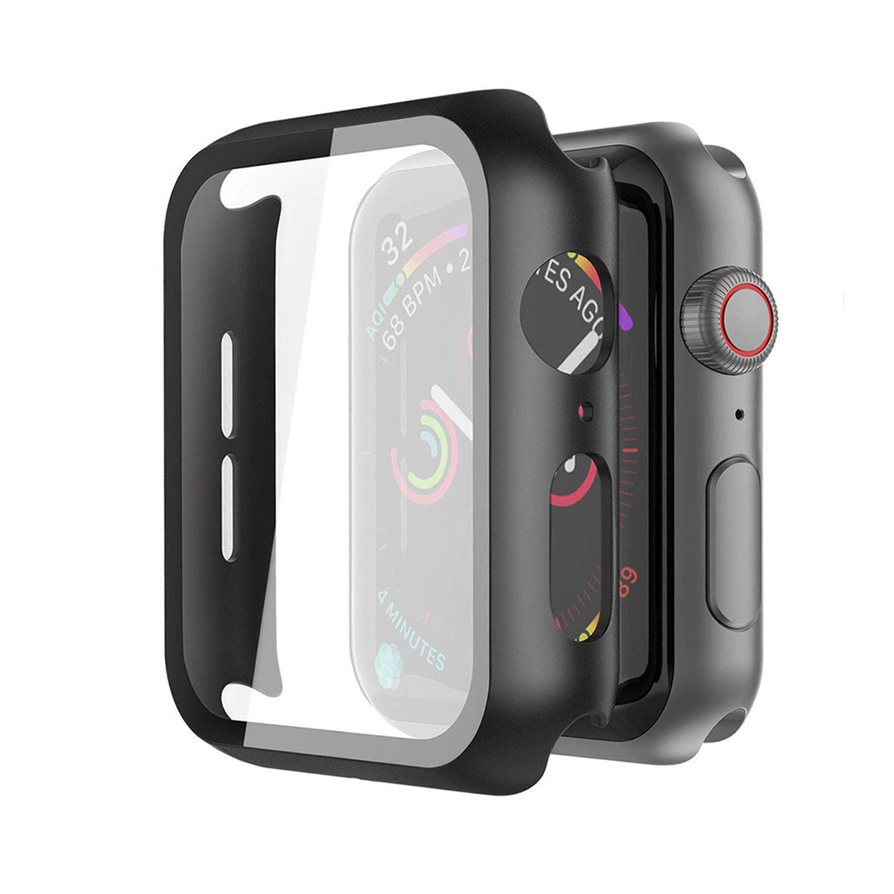 Full Cover tempered glass screen protector with pc case for Apple Watch 40 mm In Balck - Shockproof & Reliable