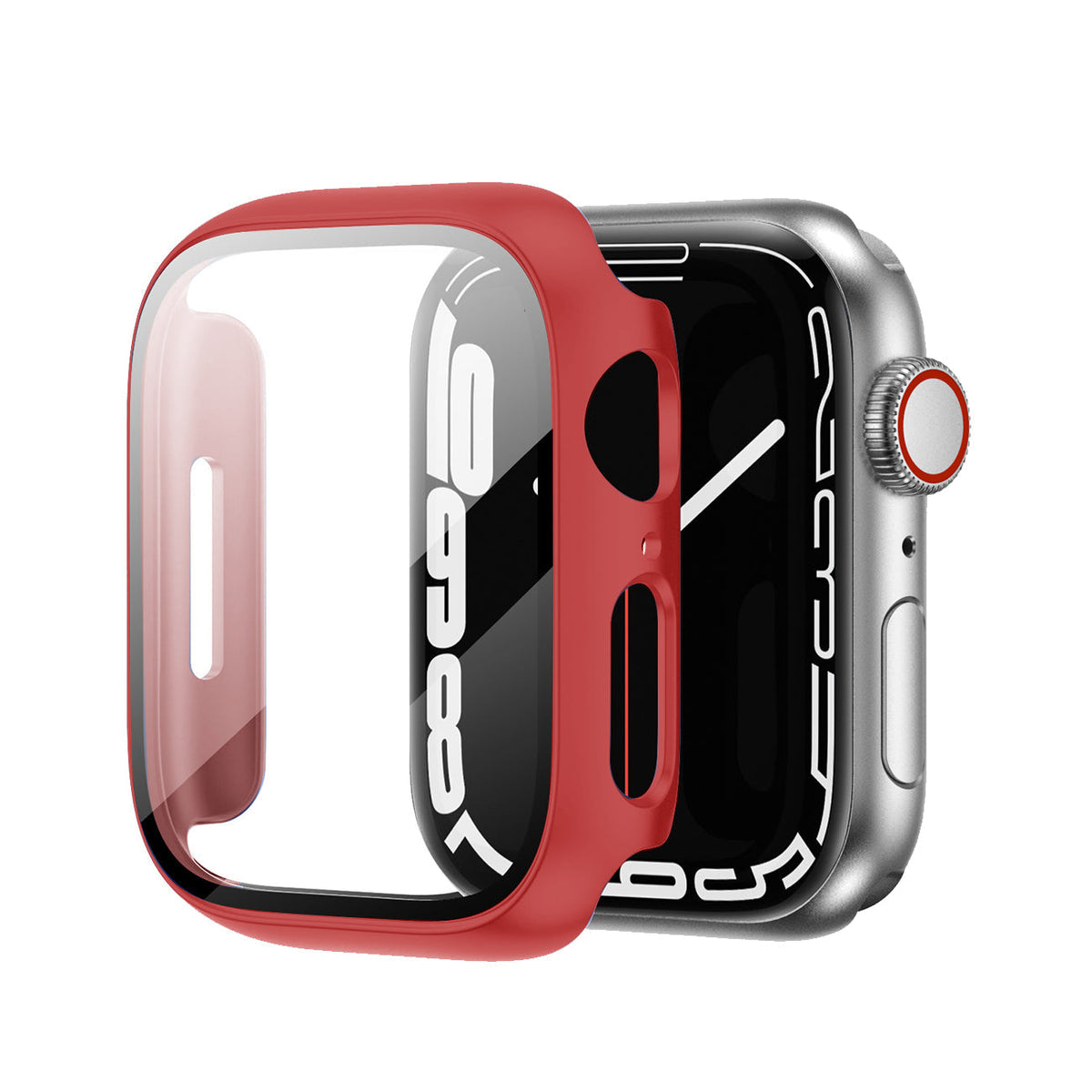 Full Cover tempered glass screen protector with pc case for Apple Watch 41 mm In Red - Crystal Clear & Reliable