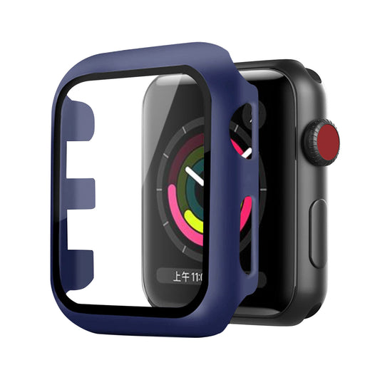 Full Cover tempered glass screen protector with pc case for Apple Watch 42 mm In Navy - Crystal Clear & Reliable