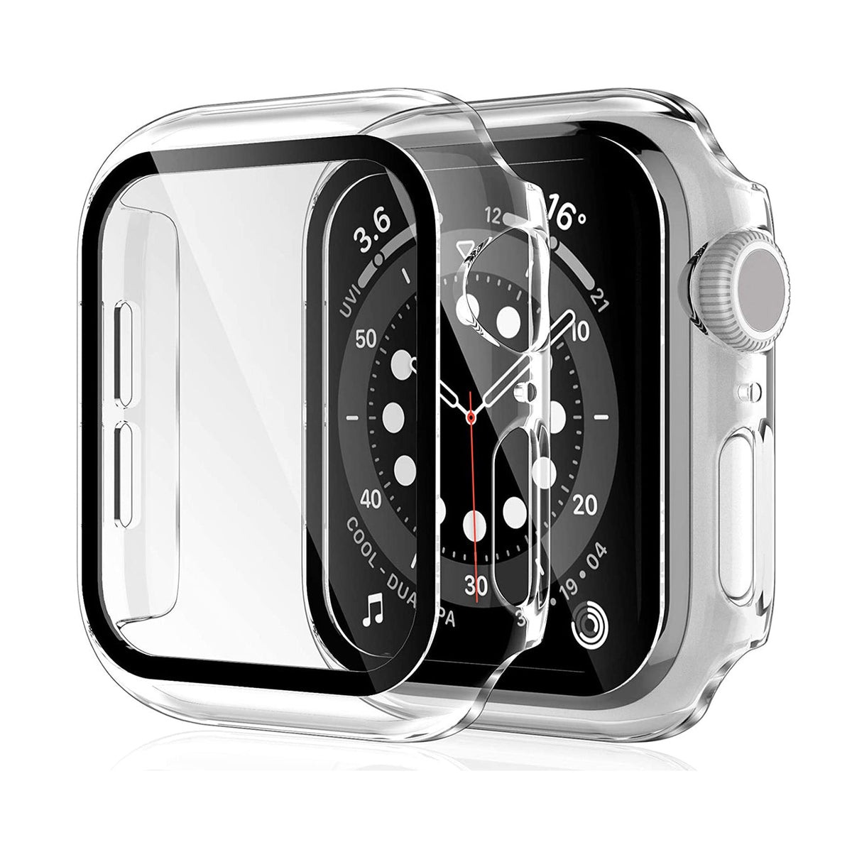Full Cover tempered glass screen protector with pc case for Apple Watch 44 mm In Clear - Crystal Clear & Reliable