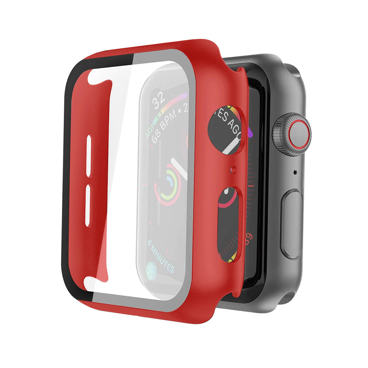 Full Cover tempered glass screen protector with pc case for Apple Watch 44 mm In Red - Durable & Reliable
