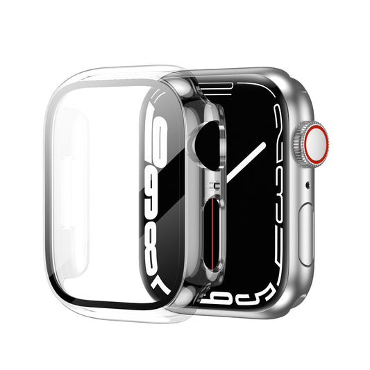 Full Cover tempered glass screen protector with pc case for Apple Watch 45mm In Clear - Durable & Reliable