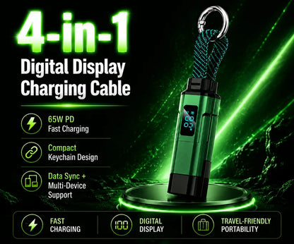 4-in-1 Digital Display Keychain Charging Cable