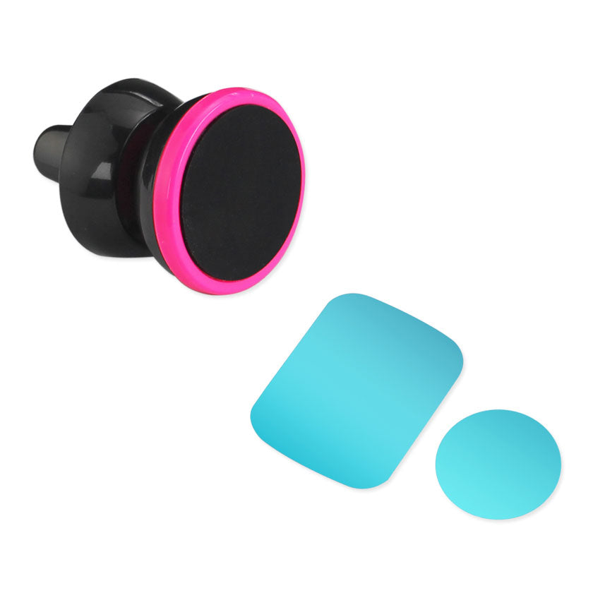 UNIVERSAL AIR VENT MAGNETIC CAR MOUNT PHONE HOLDER IN BLACK HOT PINK - Heavy Duty & Reliable