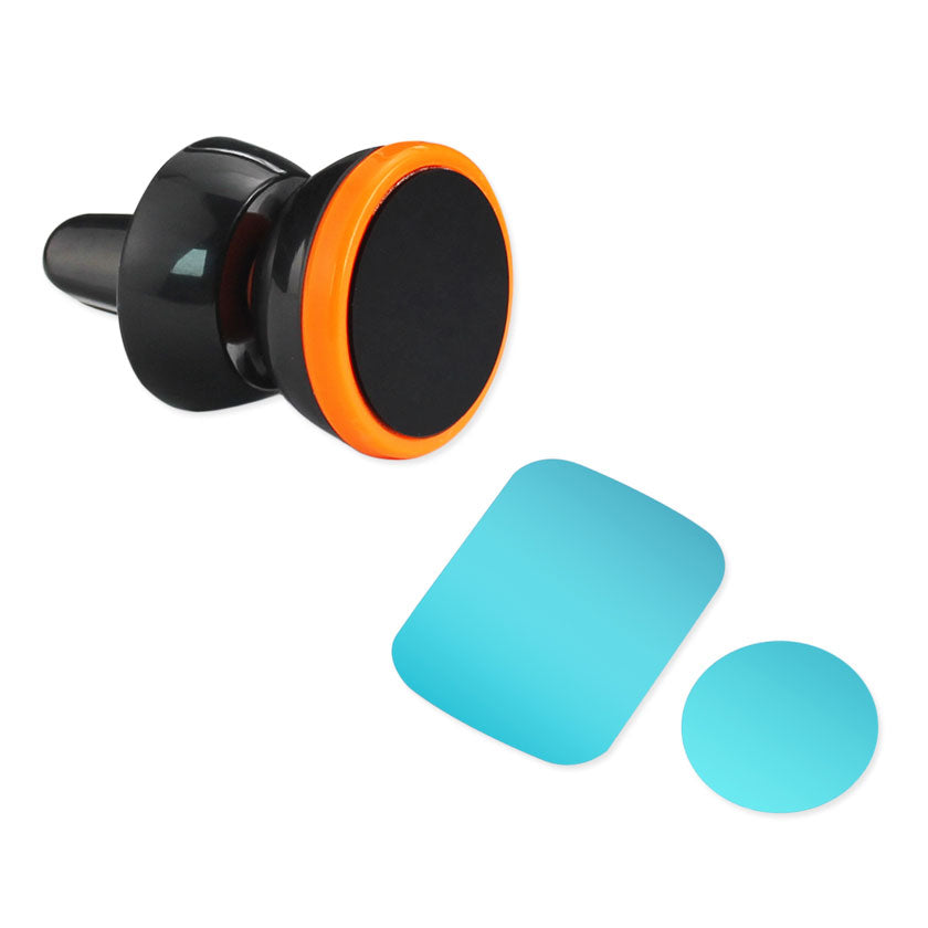 UNIVERSAL AIR VENT MAGNETIC CAR MOUNT PHONE HOLDER IN BLACK ORANGE - Crystal Clear & Reliable