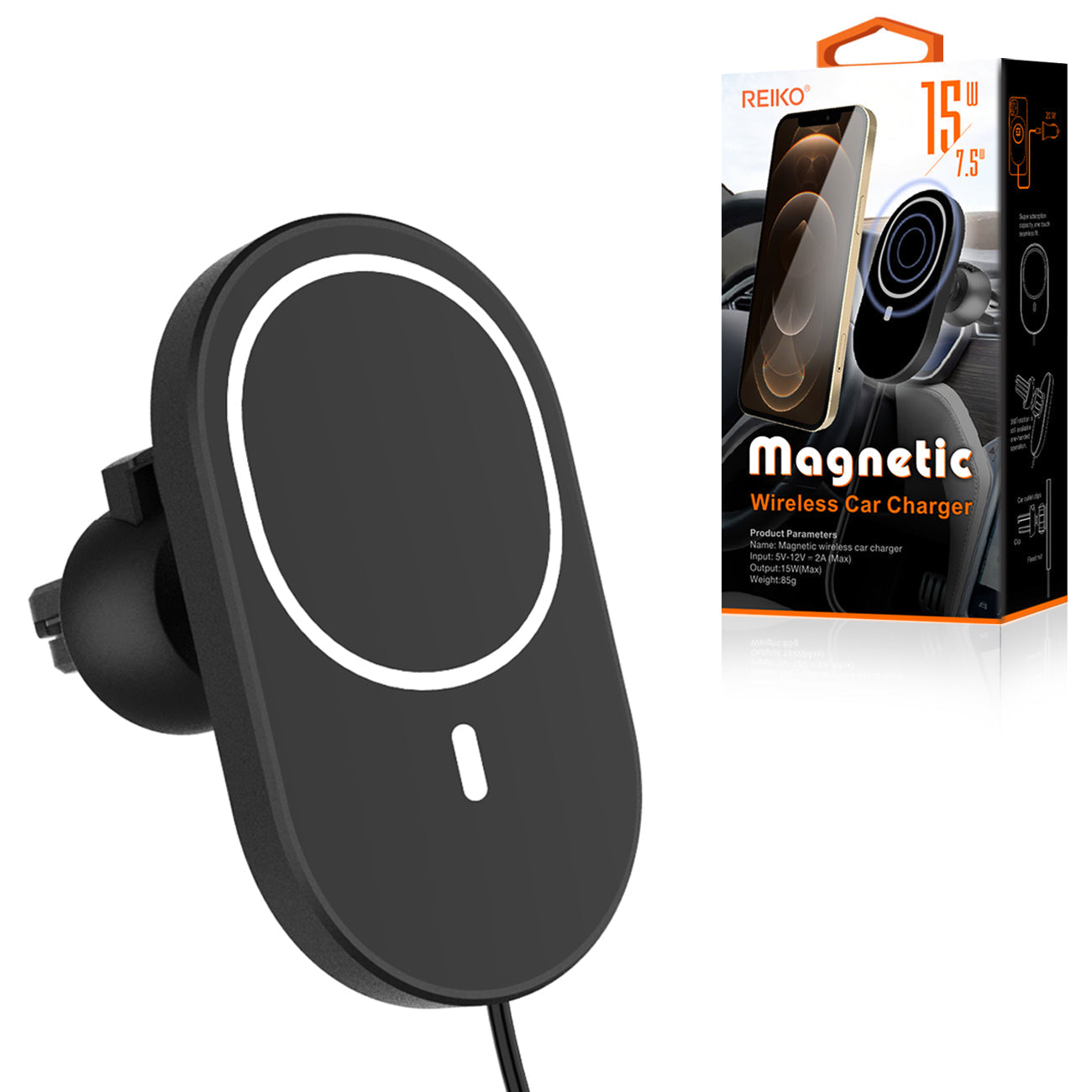 Magnetic Air Vent Wireless Car Charger Phone Holder Mount In Black (HLD23-MAGBK) - Ultra-Slim & Reliable