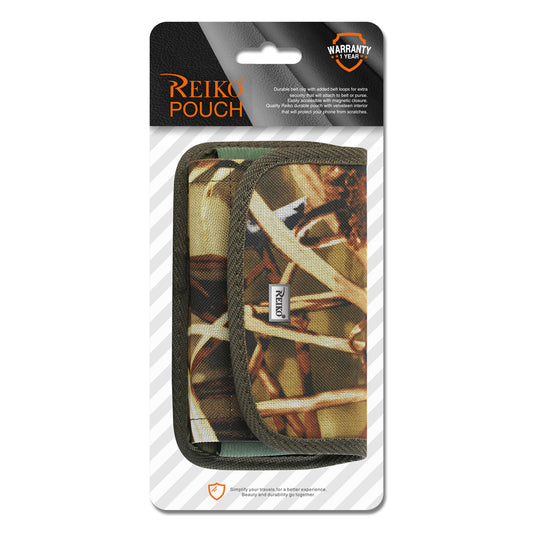 Horizontal Rugged Pouch With Velcro and Metal Belt Clip In Camouflage (5.8 x 3.0 x 0.7 Inches) - Durable & Reliable