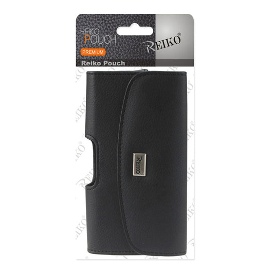 Horizontal Leather Pouch With Embossed Logo In Black (6.4X3.5X0.7 Inches) - Premium & Reliable