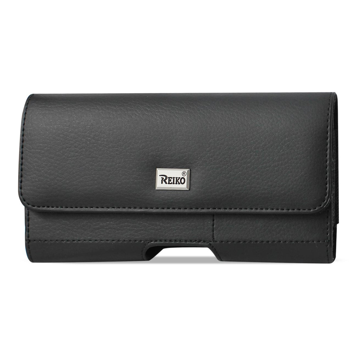 Horizontal Leather Pouch With Card Holder In Black (6.4X3.2X0.4 Inches) - Durable & Reliable