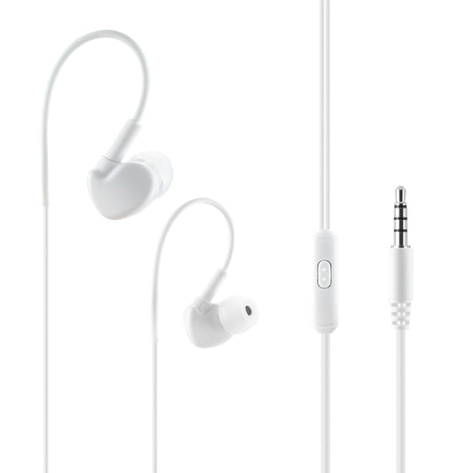 HS1440-35MMMICWH UNIVERSAL SPORT STEREO EARPHONES W. TANGLE FREE NOODLE CABLE AND MIC IN WHITE - Shockproof & Reliable