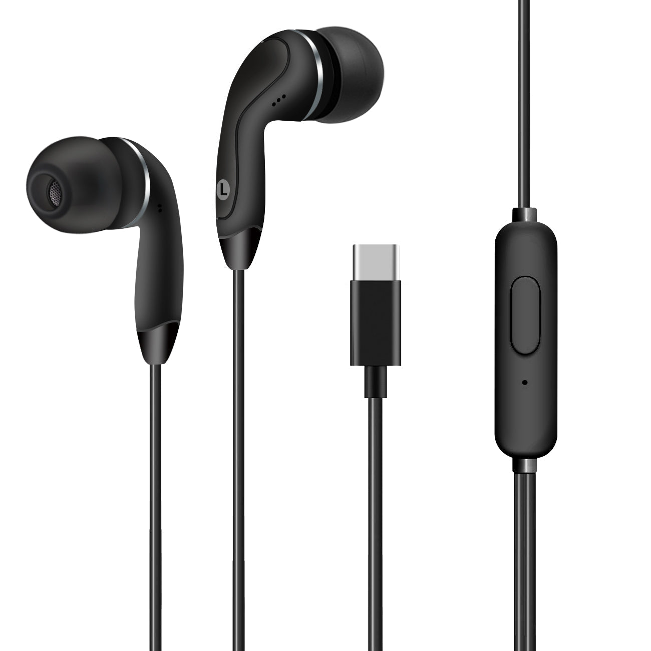IN-EAR HEADPHONES WITH MIC FOR TYPE-C IN BLACK - Durable & Reliable