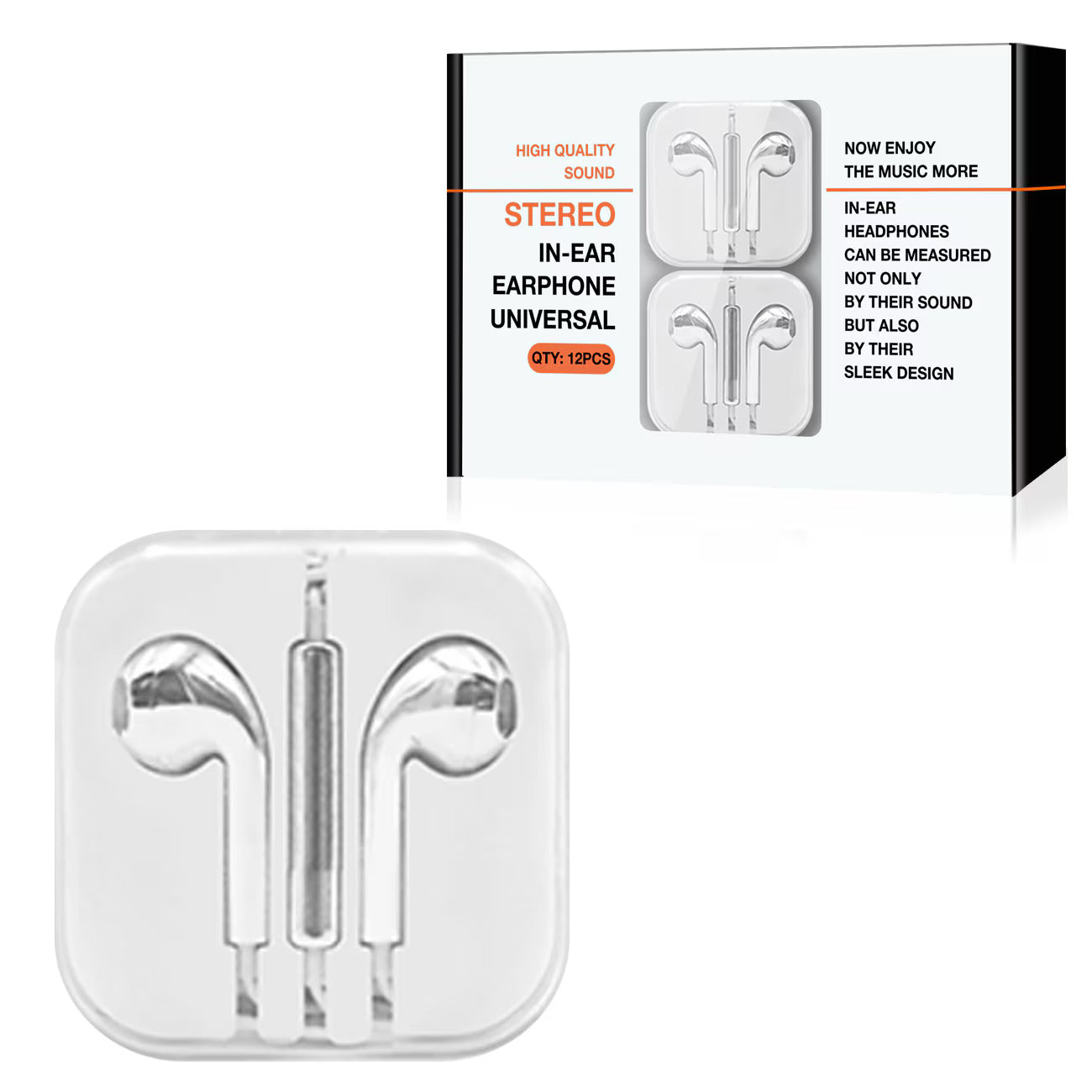 3.5mm Circular Earbuds with Mic and Volume Control In Silver (12pcs) HS72-35MMSL - Ultra-Slim & Reliable